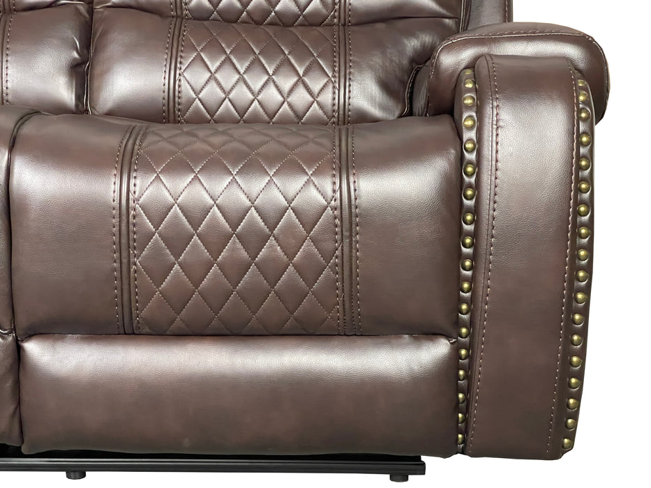 ALASKA 3+2 RECLINER LEATHER AIRE SOFA - BROWN