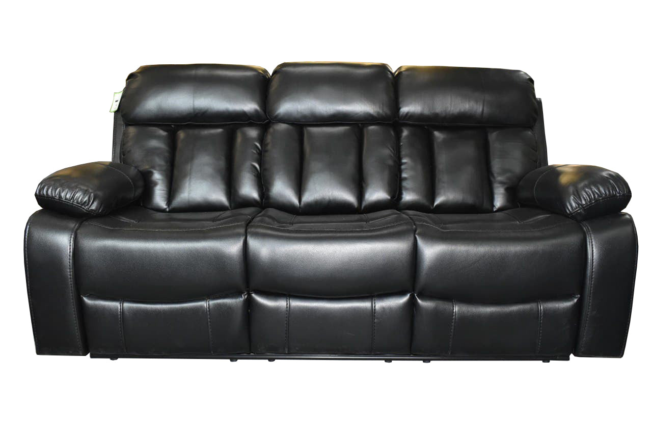 VANCOUVER 3 seater Recliner Sofa in Leather Air-BLACK, DARK GREY & CHOCOLATE