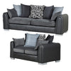EMILY 3+2 Seater Sofa Set - GREY/BLACK
