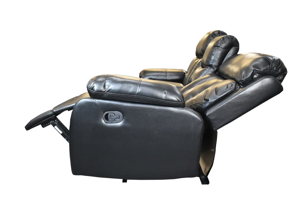 VANCOUVER Recliner 2 Seat Sofa in Leather Air-BLACK, DARK GREY & CHOCOLATE